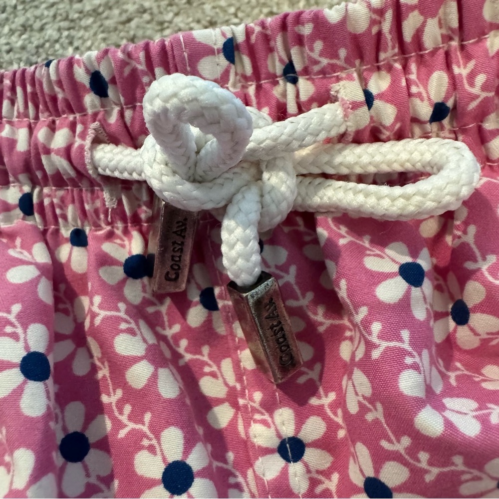 Kids Pink Floral Swim Trunks 98 coast ave daisy print blue white medium - Picture 4 of 5